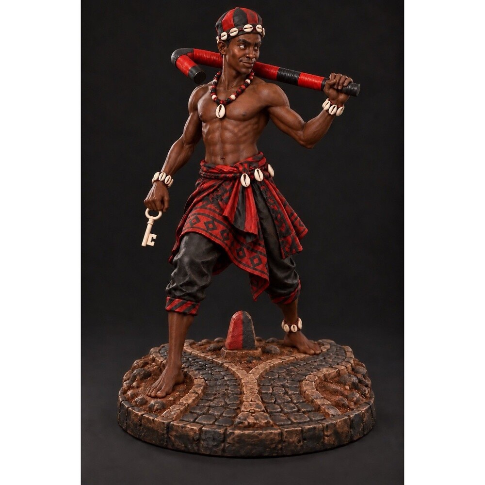 Eleguá Crossroads 10 Inch Filament 3D Printed Statue | Key & Staff